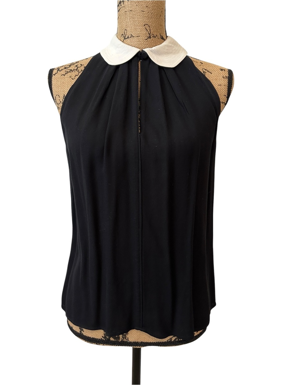A.L.C. Black Sleeveless Camisole with White Peter Pan Collar